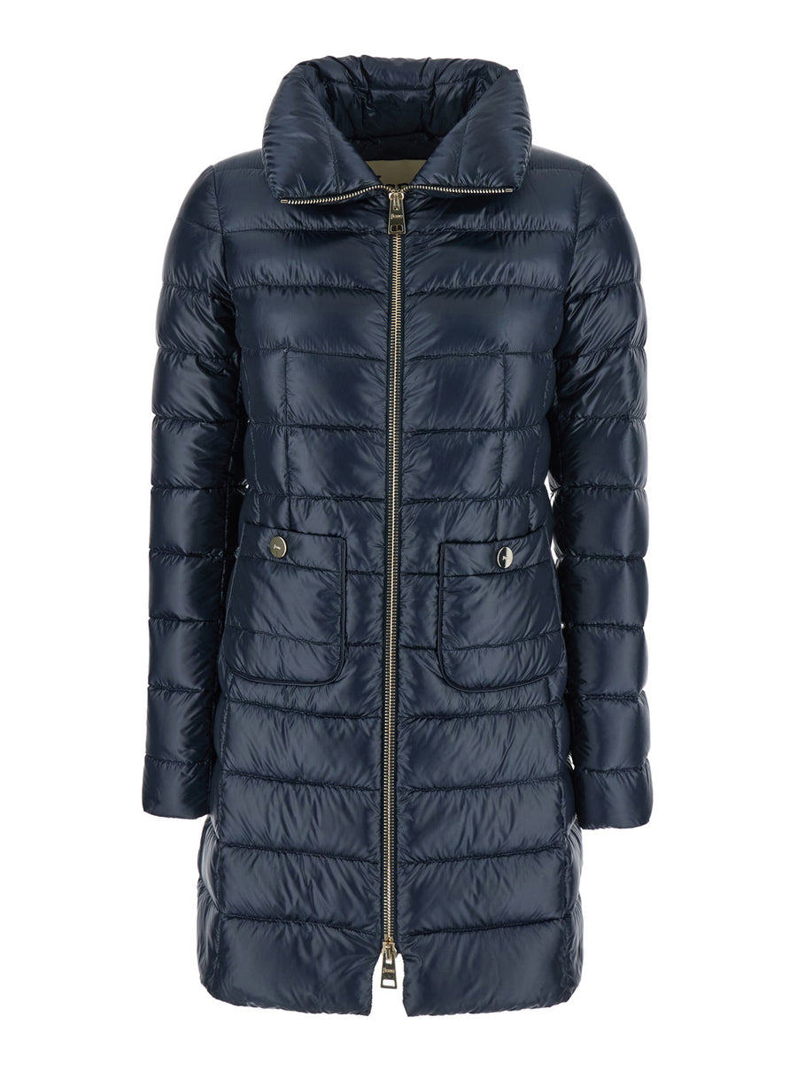 Down Jacket Blue Polyamide Puffer