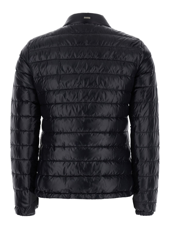 Down Jacket With Stand-Up Collar And Front Pockets Tech Fabric Black Women Polyamide