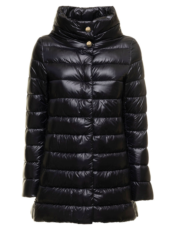 Down Jacket Amelia Black Tech Fabric Polyamide Puffer