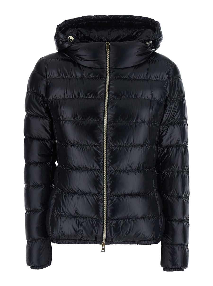 Hooded Short Puffer Jacket Black Polyamide
