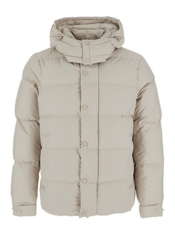 Short Down Jacket Beige Technical Fabric Padded &
