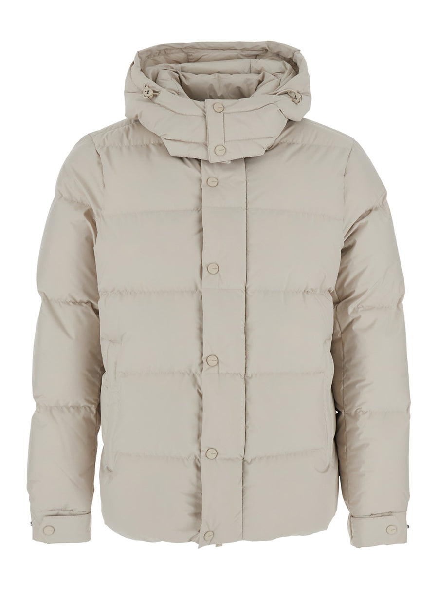 Short Down Jacket Beige Technical Fabric Padded &