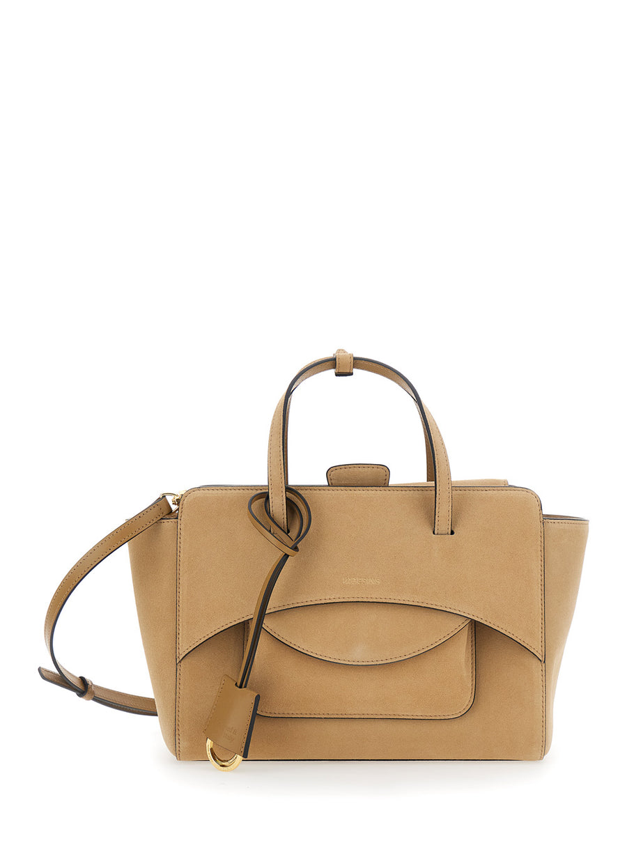 Handbag Beige Suede Handbags