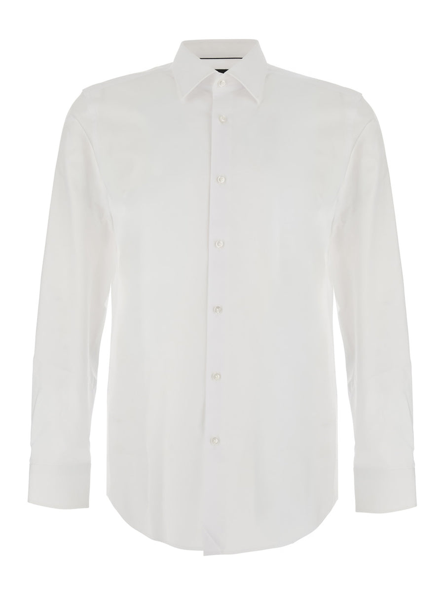 Shirt With Pointed Collar White Cotton