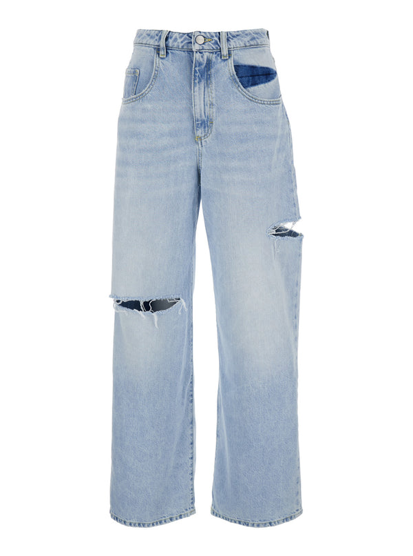 Wide-Leg Jeans Poppy Sky Blue Cotton