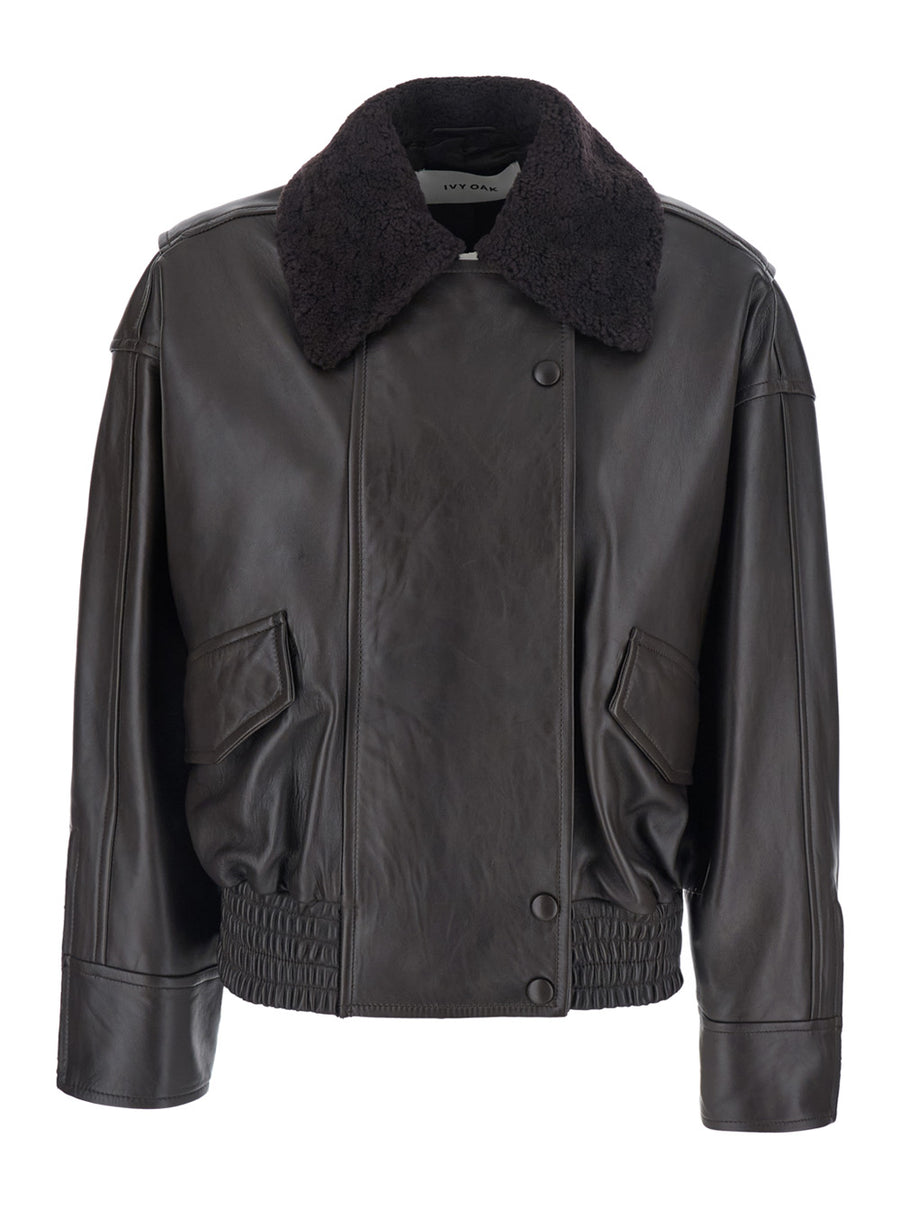 Leather Jacket Laila Lane Brown Sheep Nappa Coat