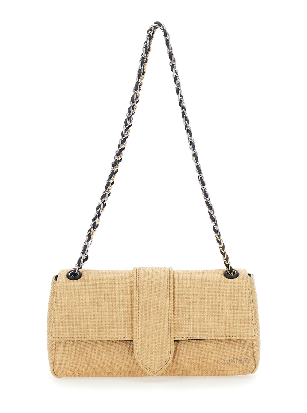 Shoulder Bag With Chain Leather Beige Woman Polyamide