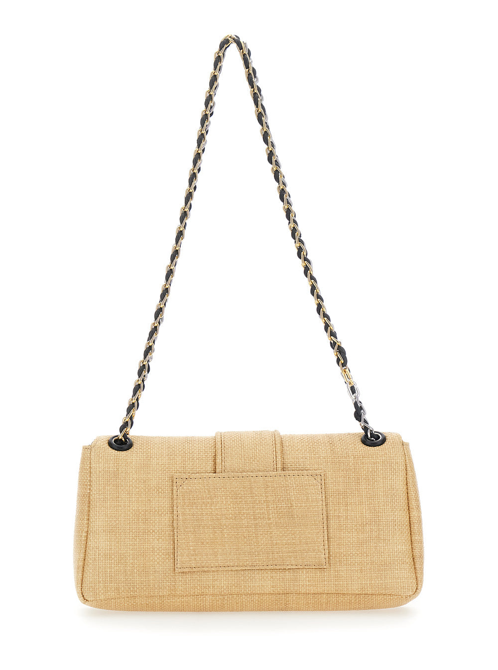 Shoulder Bag With Chain Leather Beige Woman Polyamide
