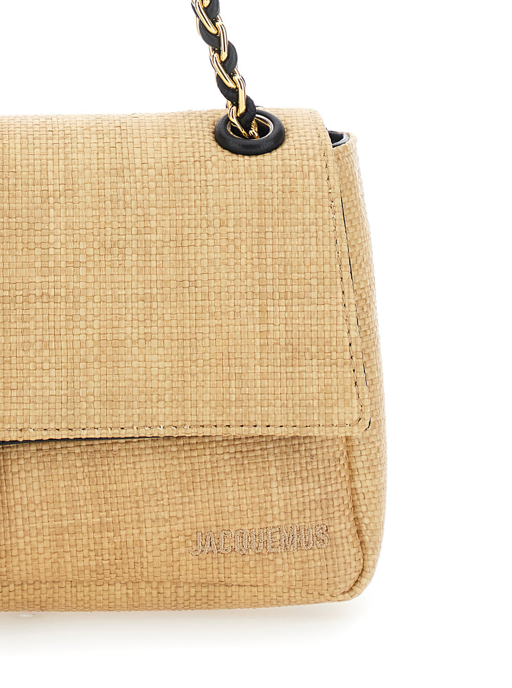 Shoulder Bag With Chain Leather Beige Woman Polyamide