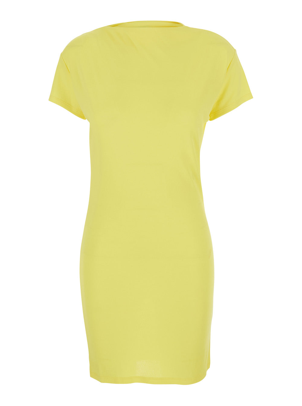 Dress Yellow With Short Sleeves And Ruches Details Viscose Women Polyamide