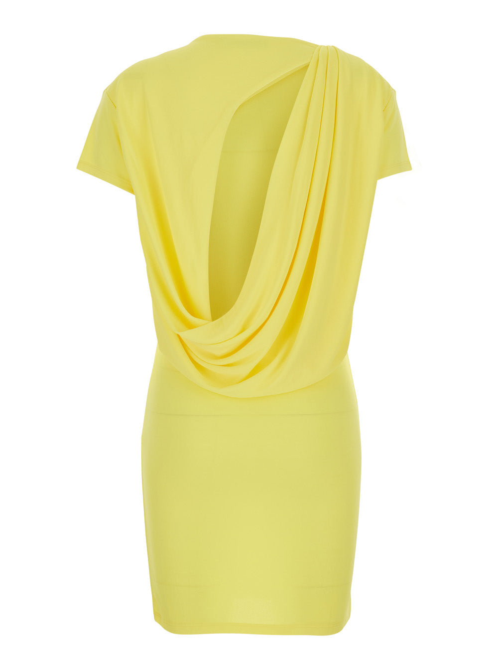 Dress Yellow With Short Sleeves And Ruches Details Viscose Women Polyamide