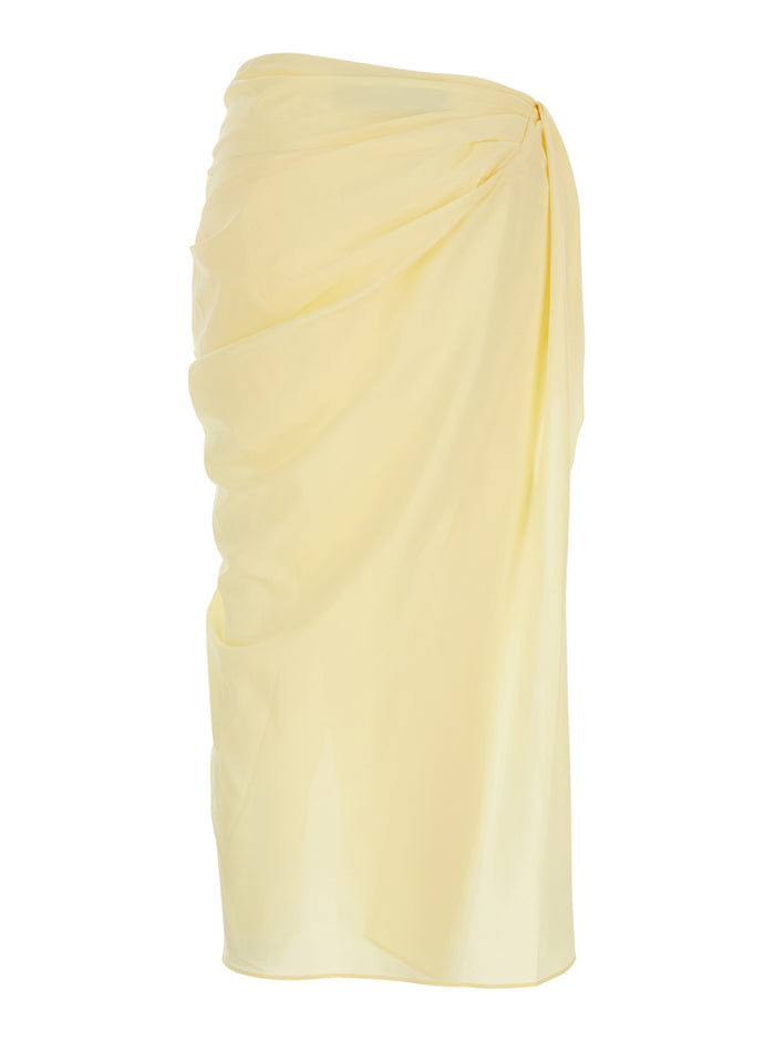 Skirt With Pareo Tech Fabric Yellow Women Polyester Elastane