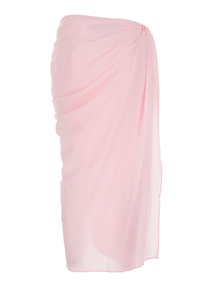 Skirt With Asymmetrical Design Tech Fabric Pink Women Polyester Elastane