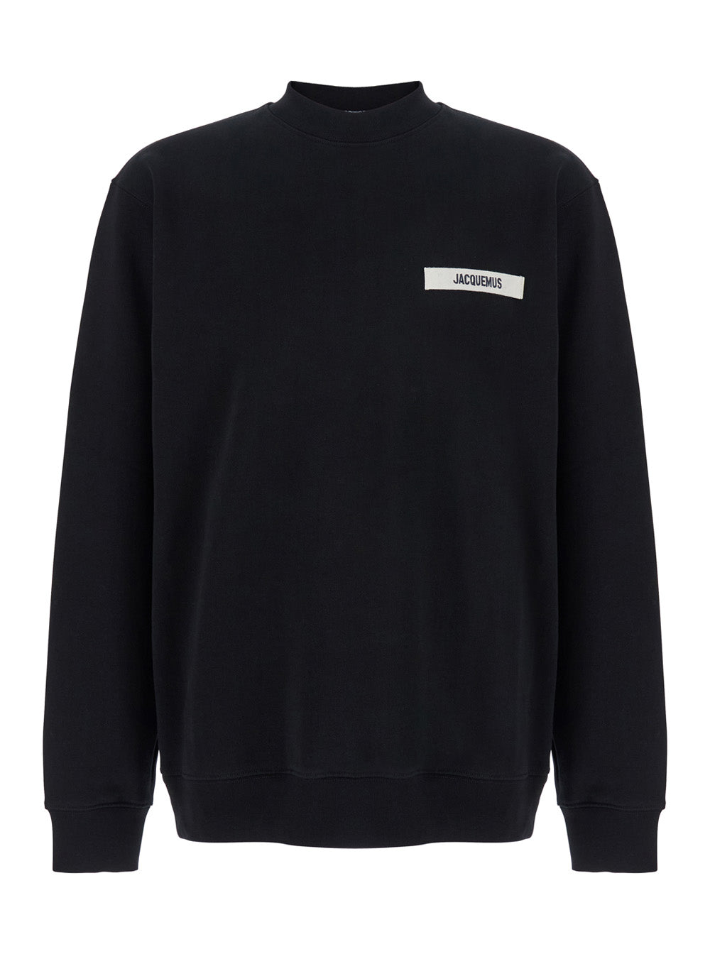 Crewneck Sweatshirt With Logo Patch On The Front Black Cotton For Men Sweatshirts