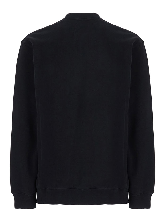 Crewneck Sweatshirt With Logo Patch On The Front Black Cotton For Men Sweatshirts