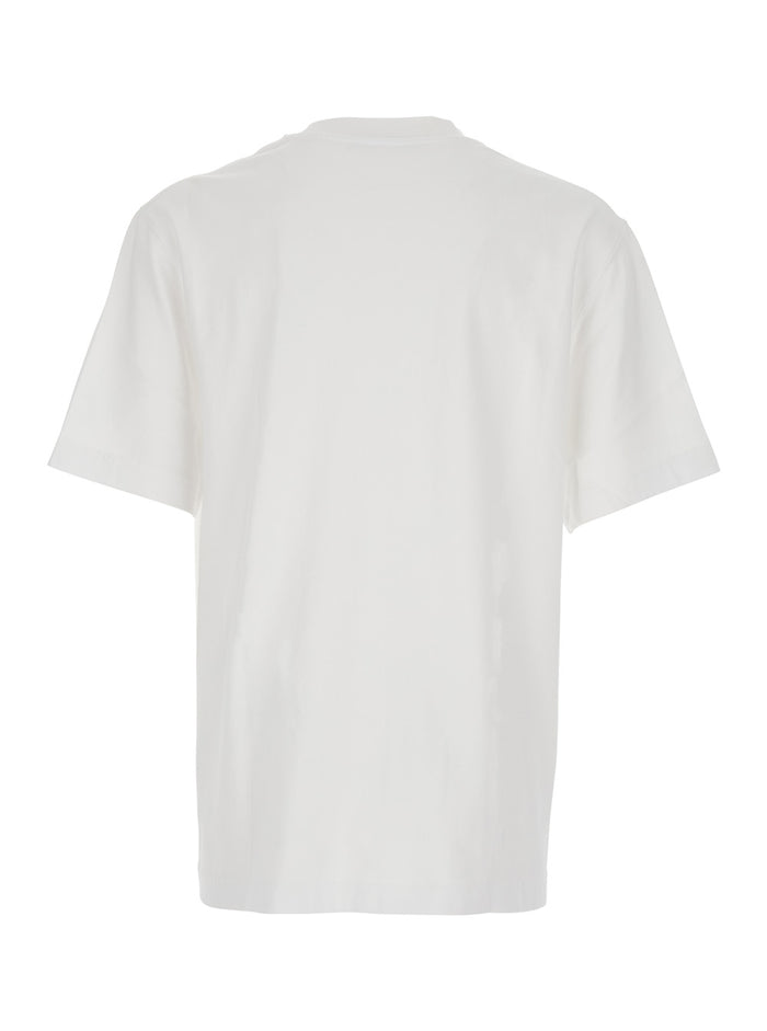 T-Shirt Le Gros Grain Crew Neck With Logo Patch On The Front White Cotton For Men Tshirts And Polo Shirts