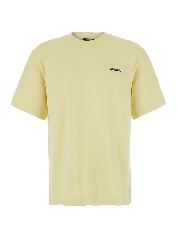 Crew Neck T-Shirt Gros Grain Yellow Cotton T-shirts