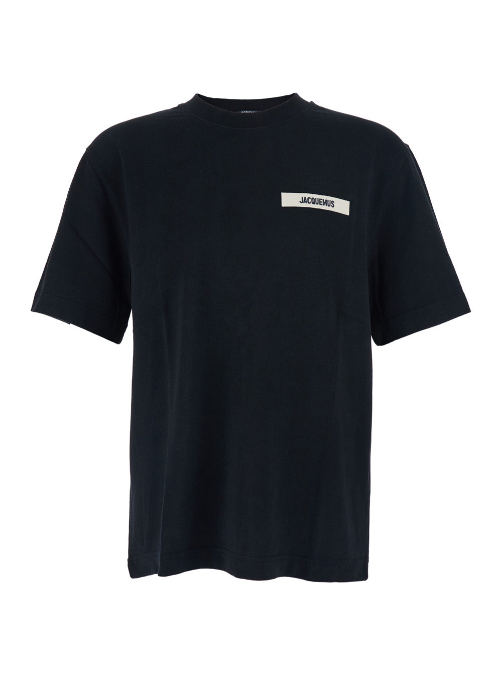 T-Shirt Le Gros Grain Crew Neck With Logo Patch On The Front Black Cotton For Men Tshirts And Polo Shirts