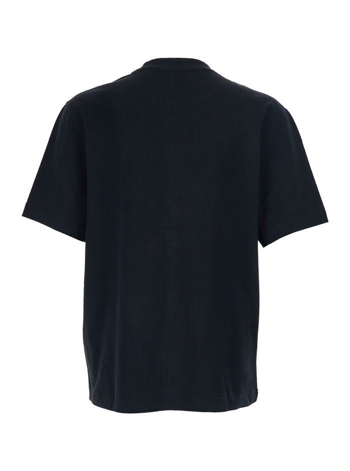 T-Shirt Le Gros Grain Crew Neck With Logo Patch On The Front Black Cotton For Men Tshirts And Polo Shirts