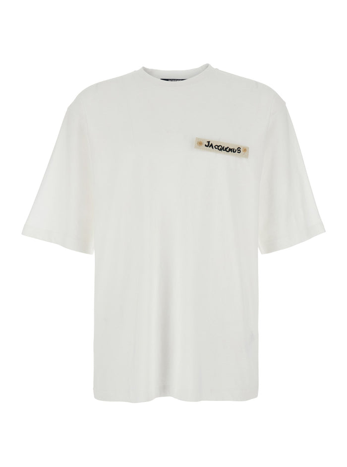 White T-Shirt With Minimal Details Cotton For Women Tshirts And Polo Shirts