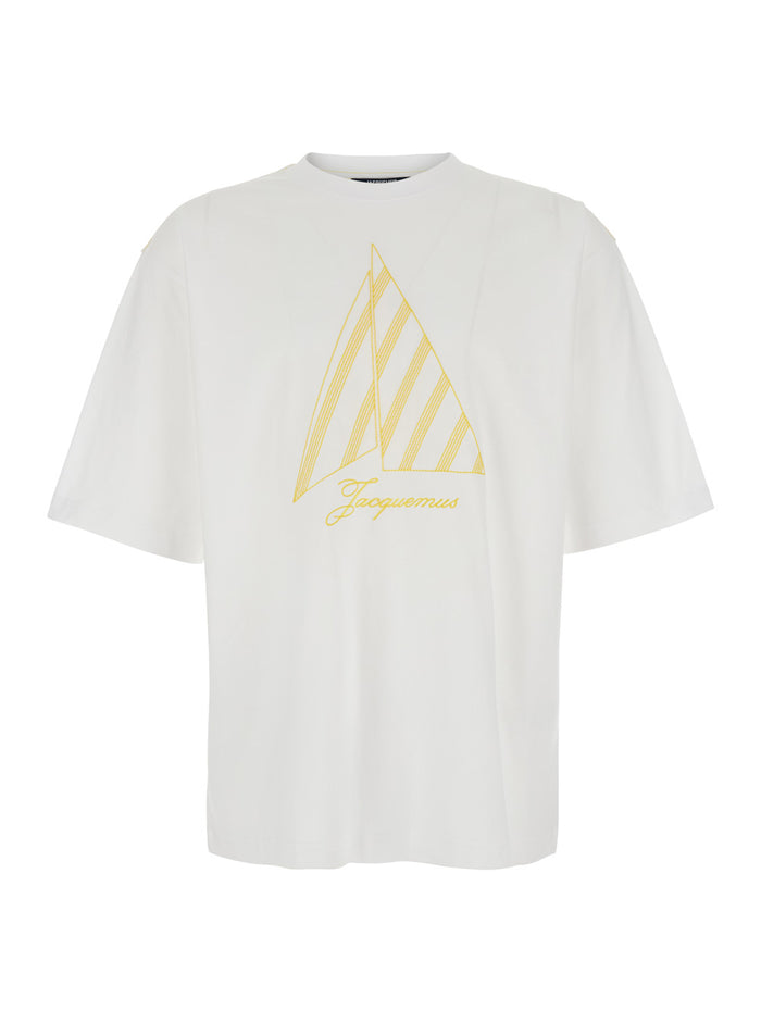 White T-Shirt With Logo On The Front Cotton For Women Tshirts And Polo Shirts