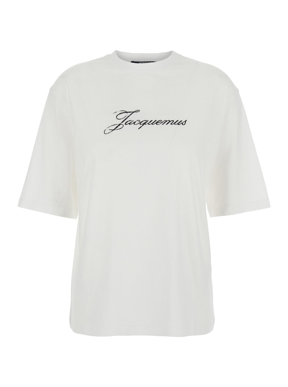 White T-Shirt With Round Neck And Logo On Front Cotton For Women Hemp Tshirts Polo Shirts