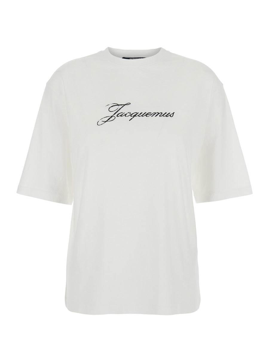 T-Shirt With Round Neck, White Cotton T-shirts & Jerseys