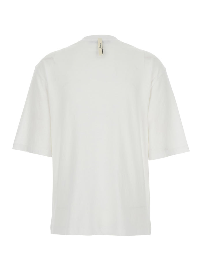 White T-Shirt With Round Neck And Logo On Front Cotton For Women Hemp Tshirts Polo Shirts