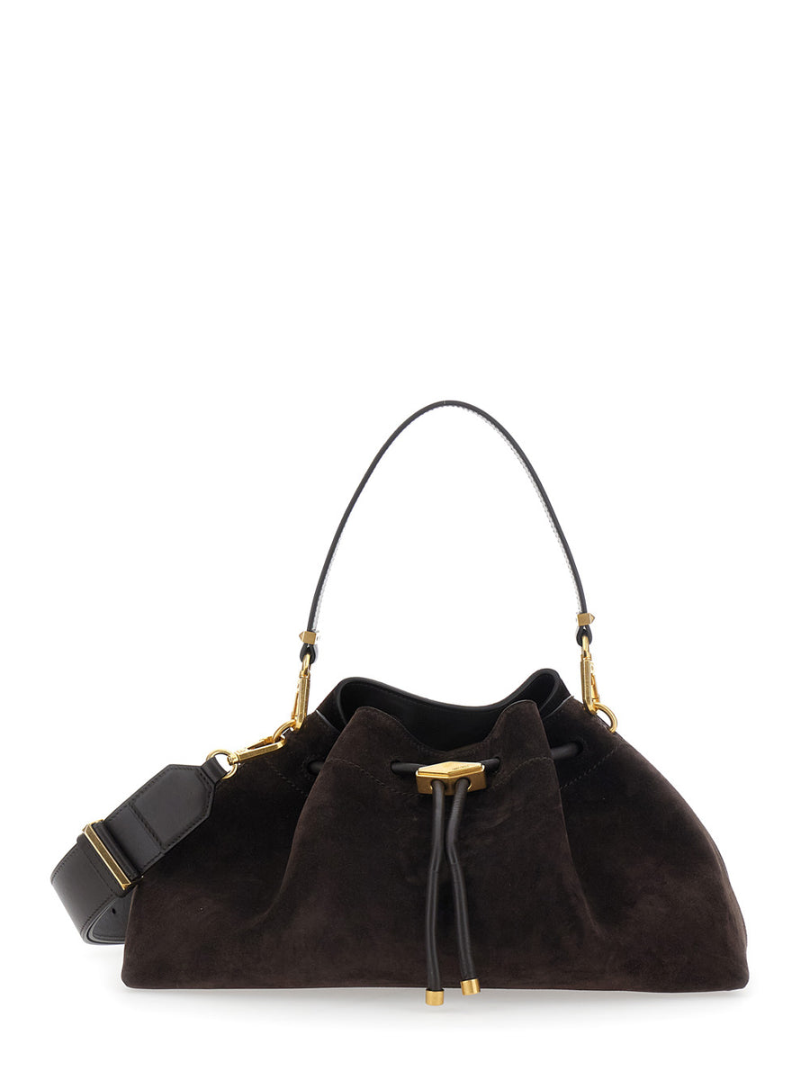 Shoulder Bag Bon Bckt E-W Brown Calf Leather