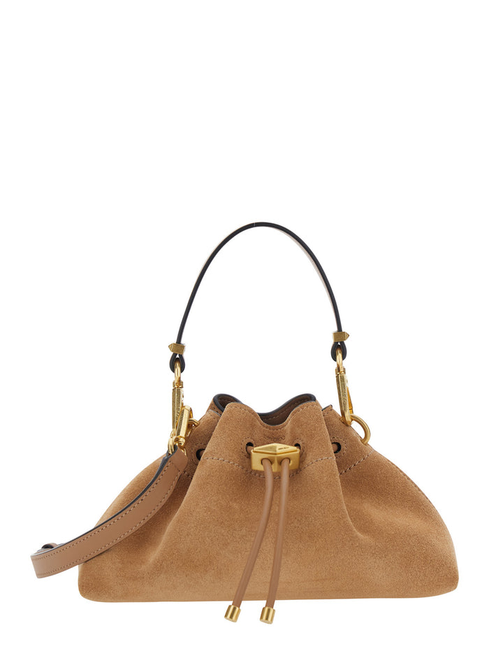 Cinch Smallsuede Is A Crossbody Bag Suede With Beige Brass Details For Women Calf