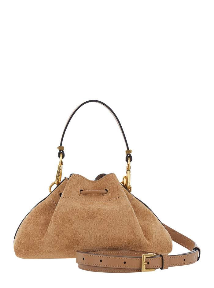 Cinch Smallsuede Is A Crossbody Bag Suede With Beige Brass Details For Women Calf