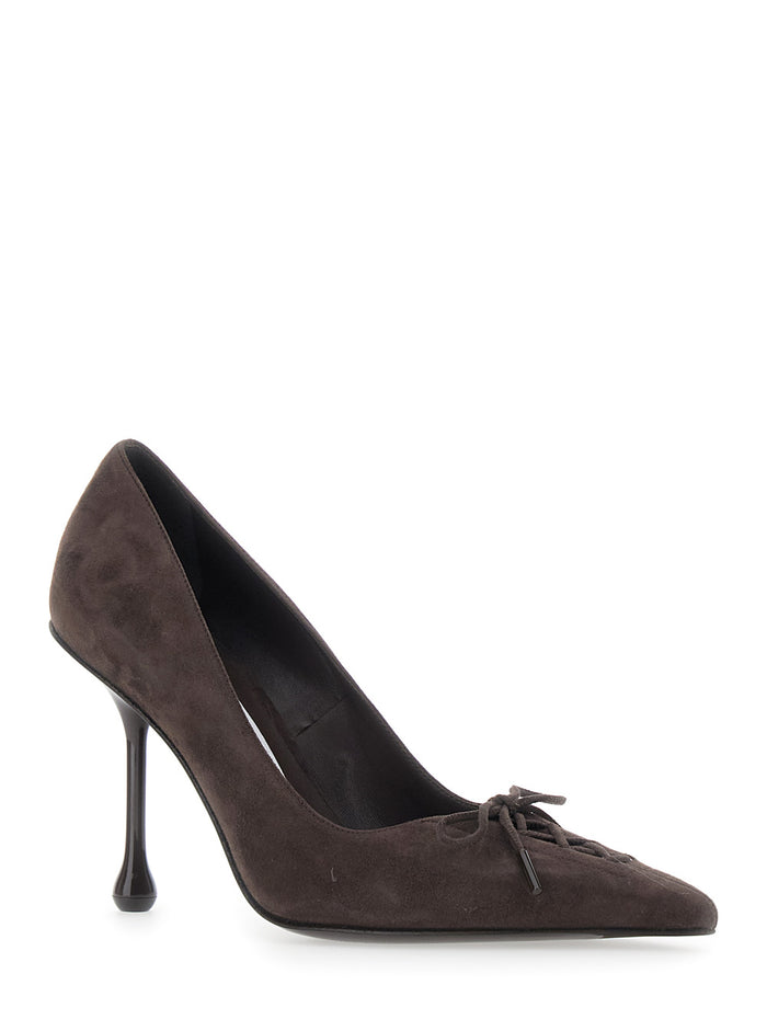 Scarlett 95 Suede Shoes With Heel Brown For Women Goat Heels