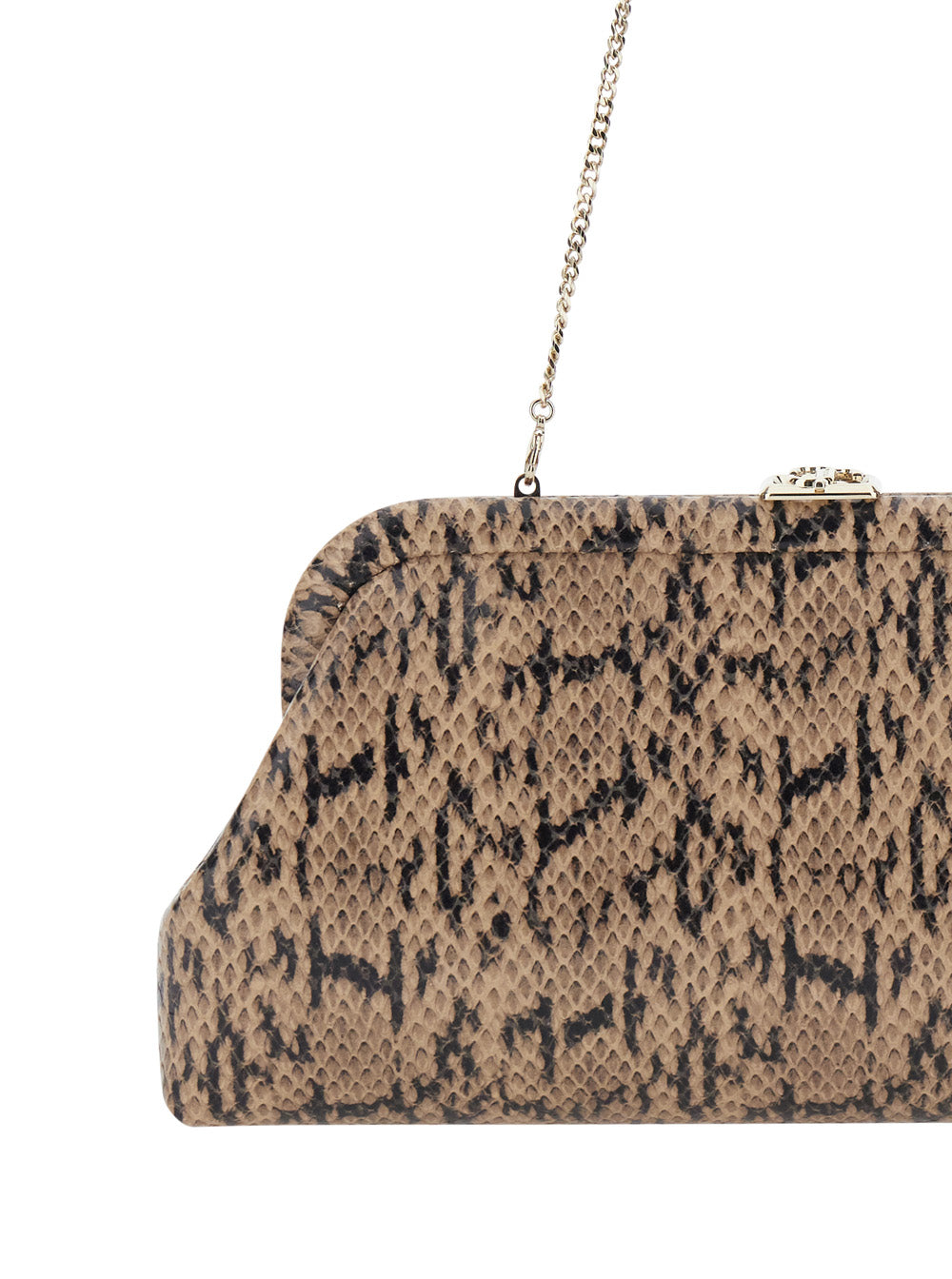 Emmie Kigali Snake Printed With Brass Details And Brown For Women Calf Clutches Pochettes