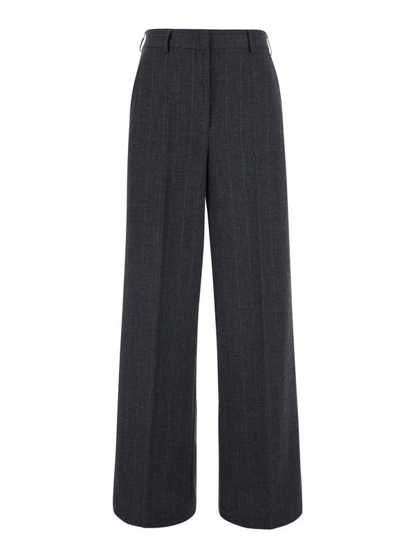Trousers Striped Grey Wool-Blend Wool Blend