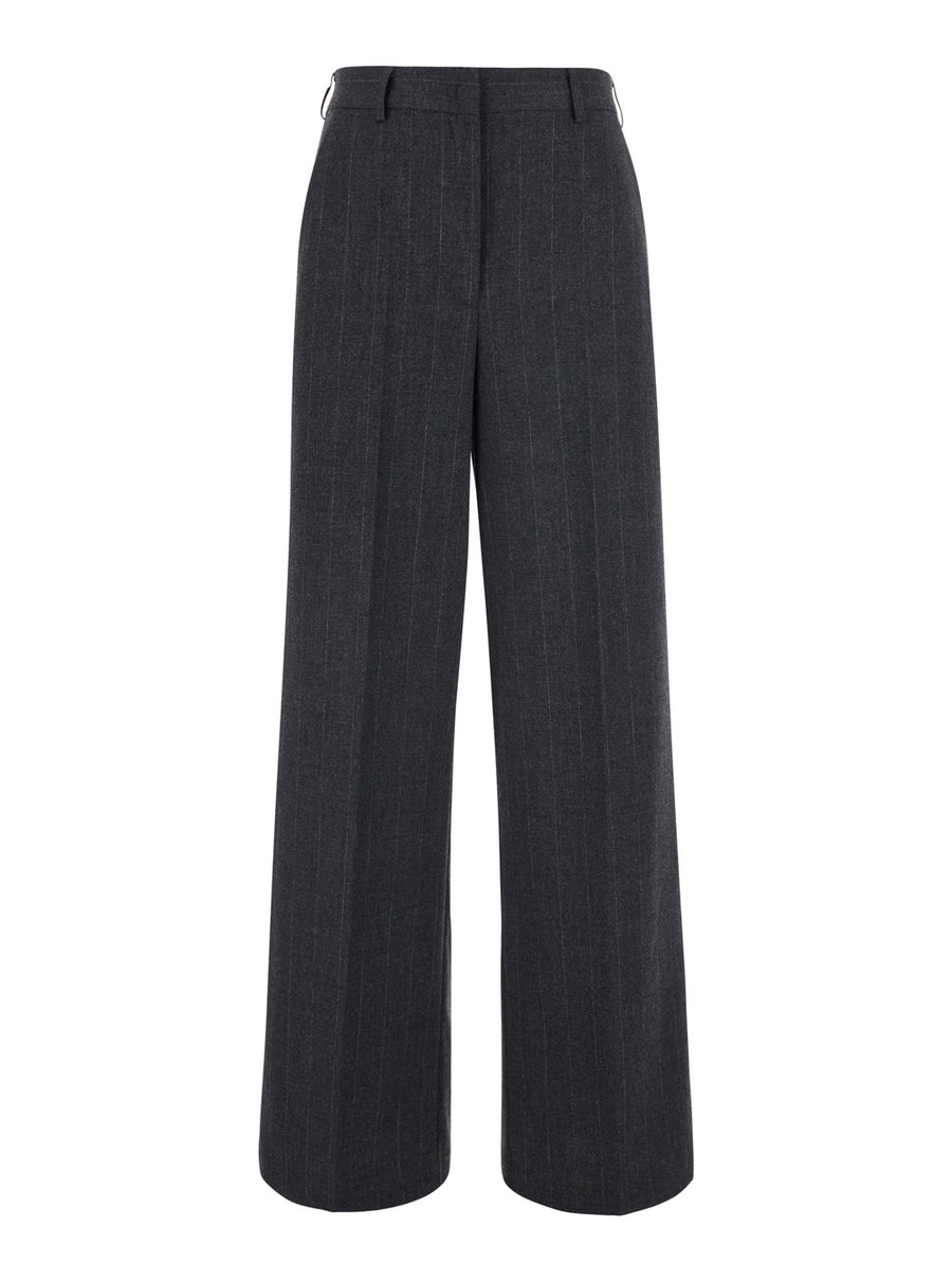 Trousers Striped Grey Wool-Blend Wool Blend