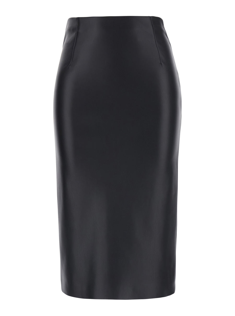 Midi Skirt Eco Leather Black