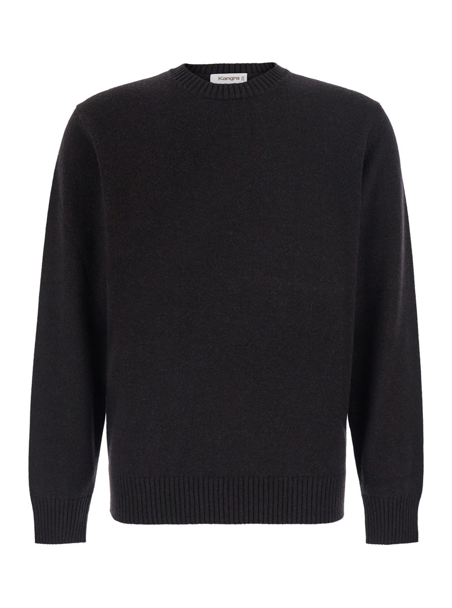Crewneck Sweater Wool-Cashmere Blend Brown Tops