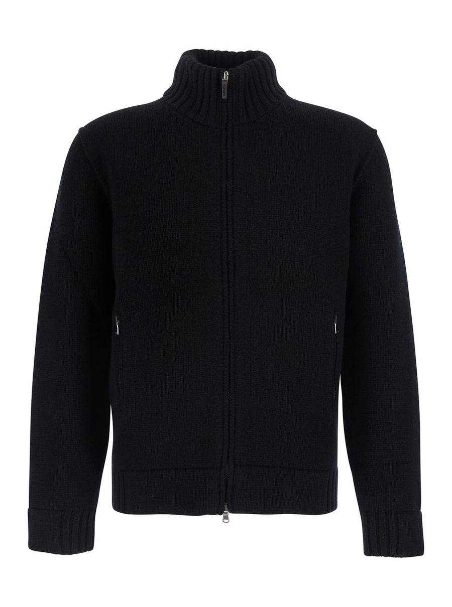 Zip Cardigan F.5 Black Merino Extra Tops