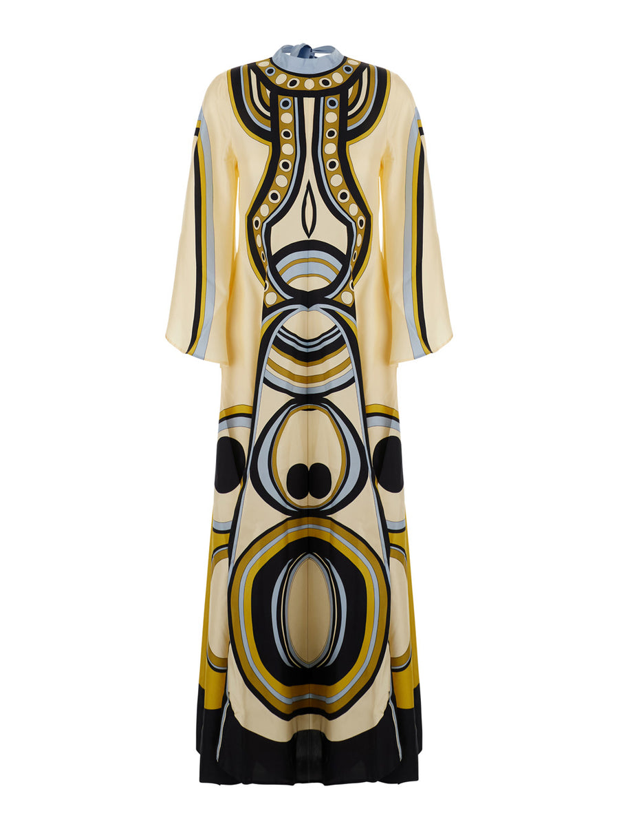 Long Dress Magnifico Multicolour Geometric Print Technical Fabric
