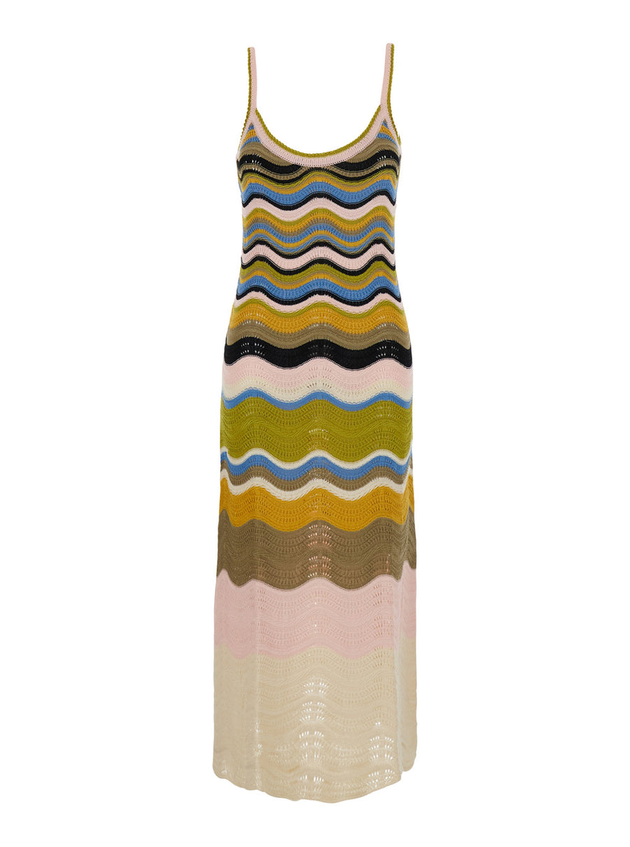 Chevron Sundress Multicolour Tech Fabric Polyester Dress