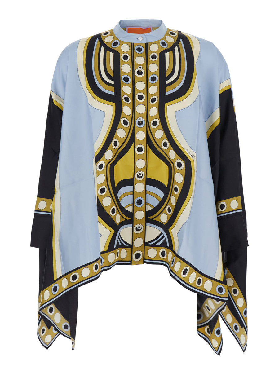 Scarf Shirt Multicolour Cotton Blouses