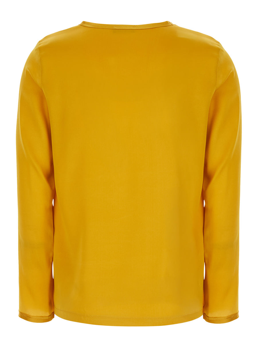 Silk Long-Sleeve Top Yellow Tops