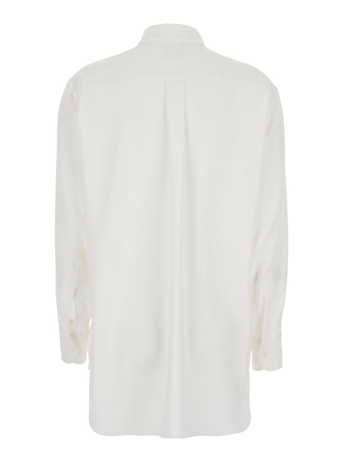 Cady Oversize Shirt - Classic Collar With Long Sleeves White Tech Fabric For Women And Blouses