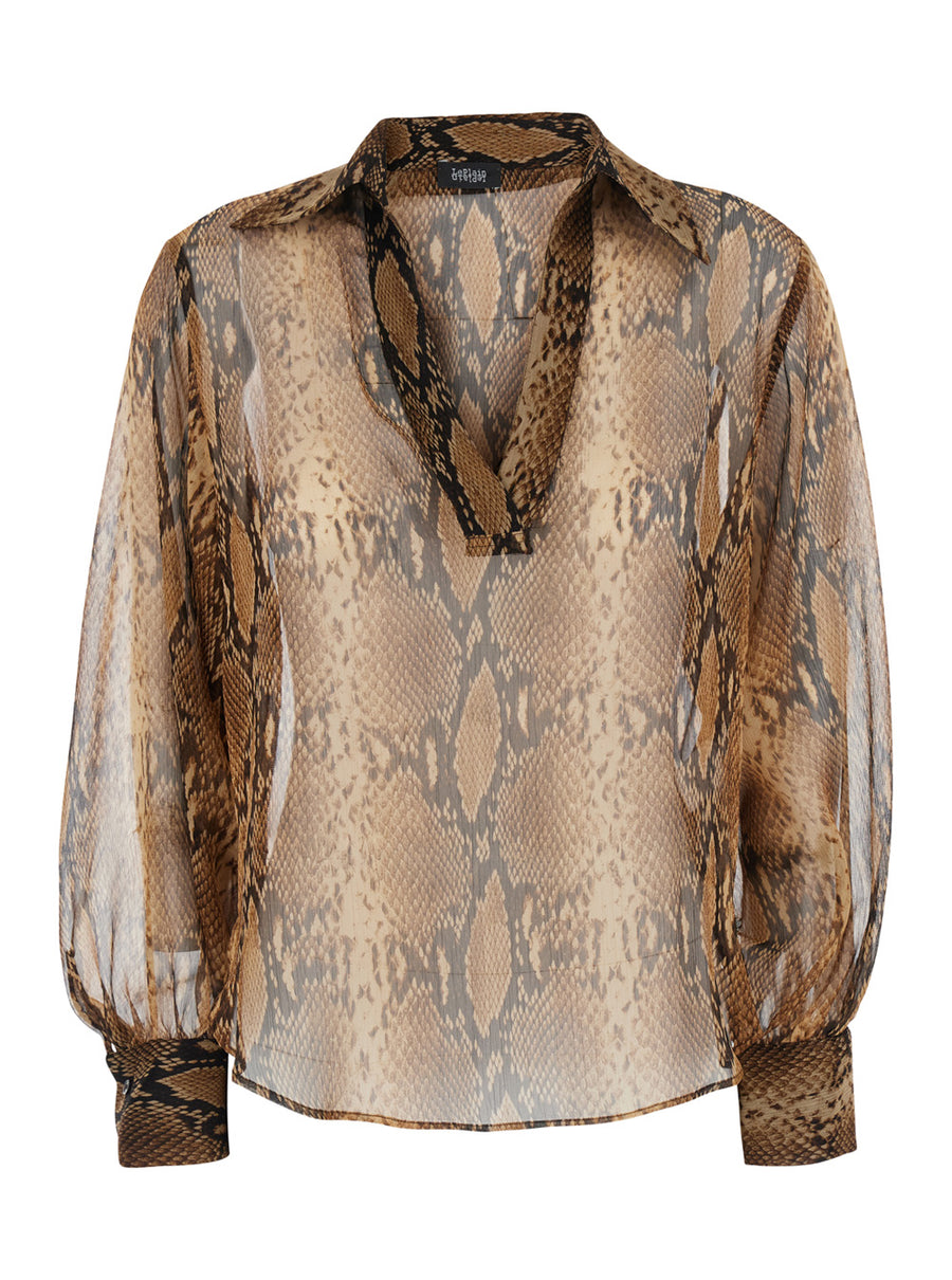 Shirt Animal Print Brown Blouses