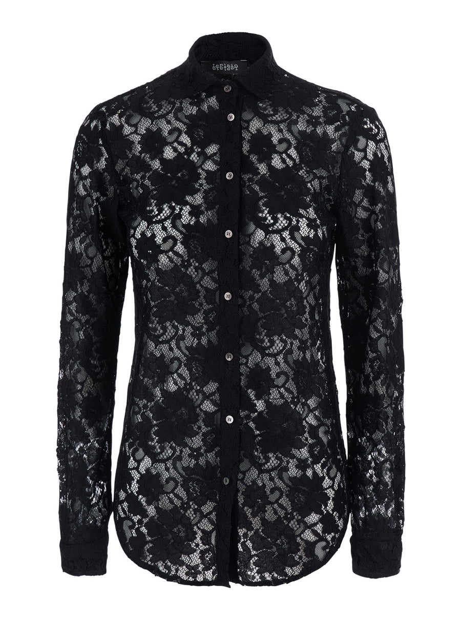 Blouse Lace-Embroidered Black Blouses