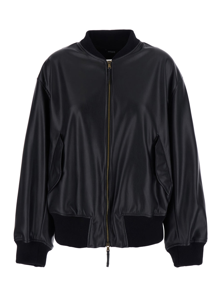 Bomber Jacket Ecoleather, Black Coat