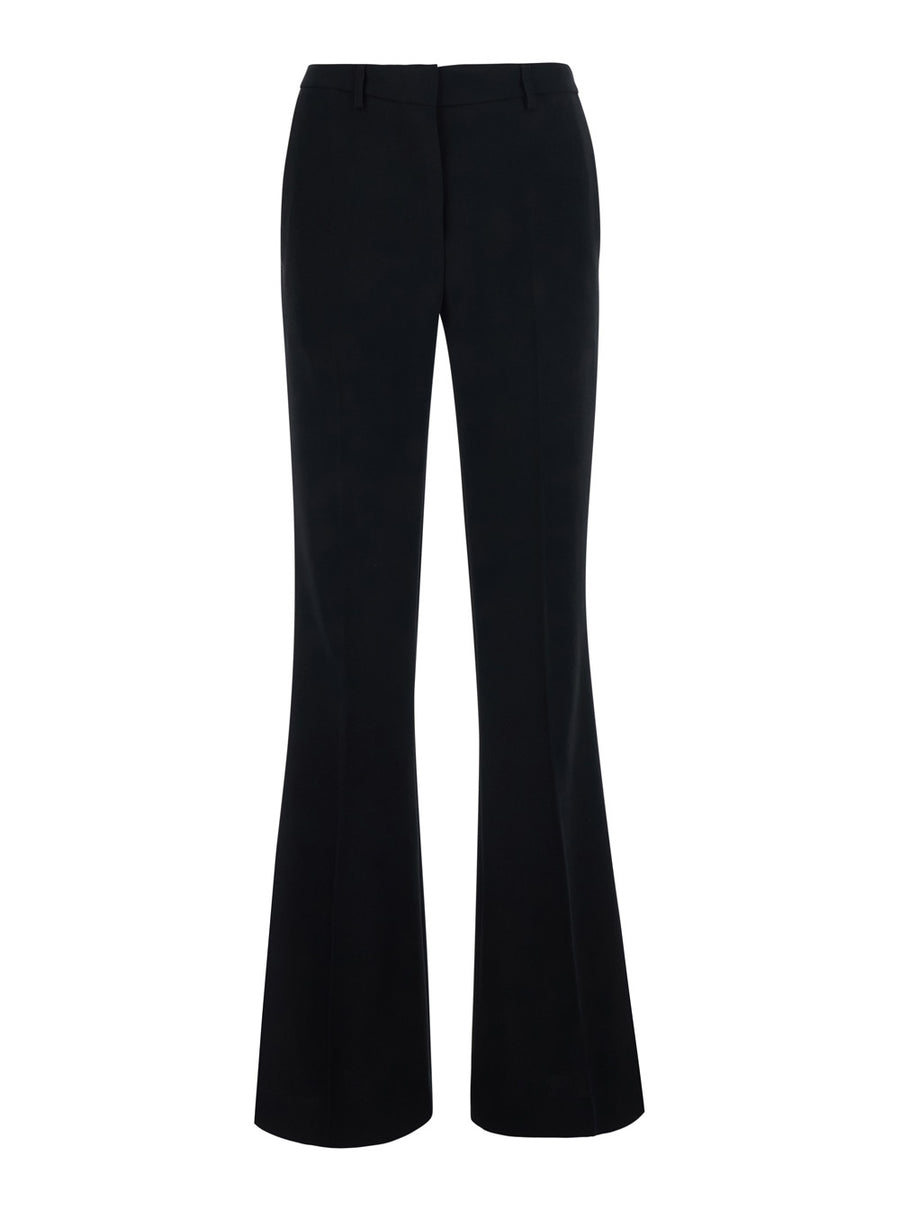 Flare Pants Black Tech Fabric Trousers