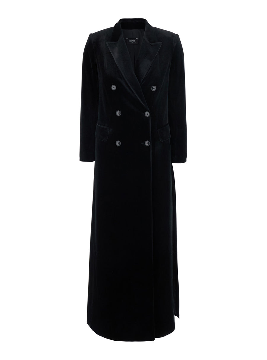 Long Velvet Coat Black