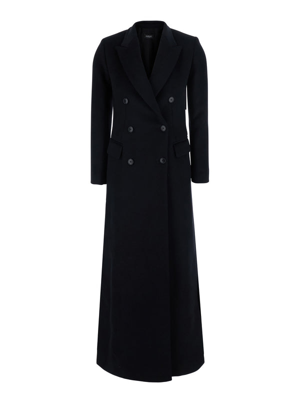 Long Double-Breasted Coat Black