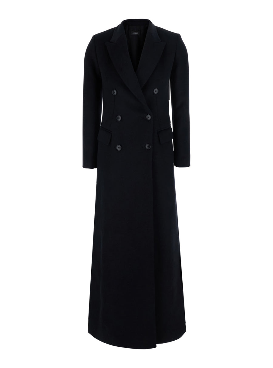 Long Double-Breasted Coat Black